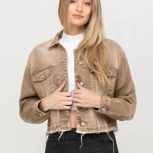 Vervet Brown Distressed Denim Jacket